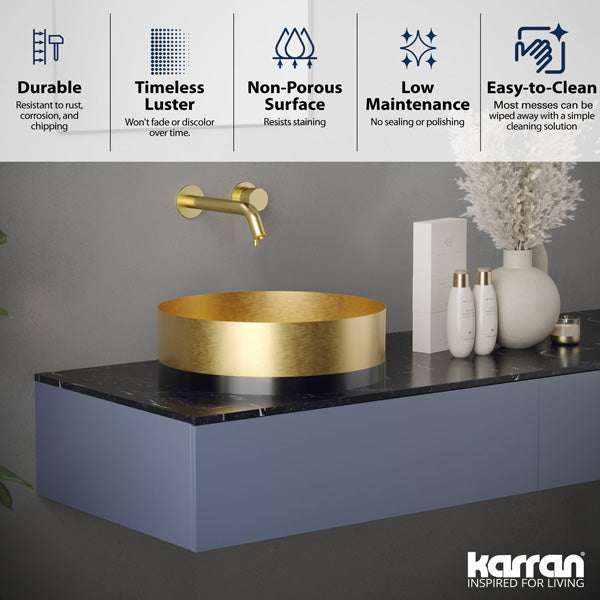 Gold Vessel Vanity Sink 15-3/4"