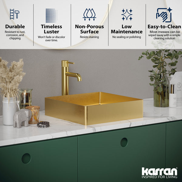 Gold Vessel Vanity Sink 15-3/4"