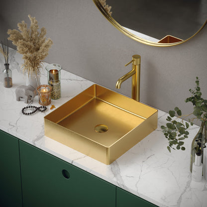 Gold Vessel Vanity Sink 15-3/4"