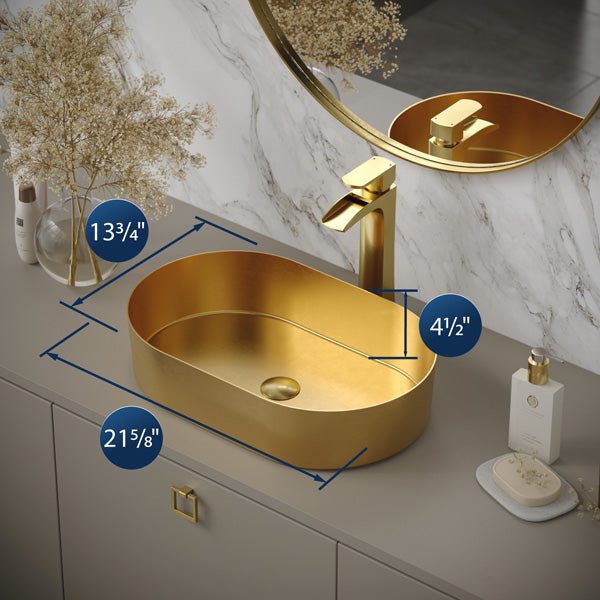 Gold Vessel Vanity Sink 21-5/8"