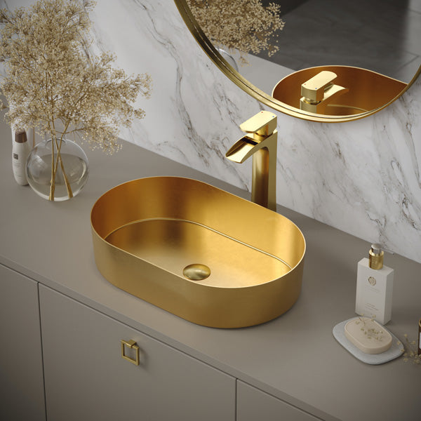 Gold Vessel Vanity Sink 21-5/8"