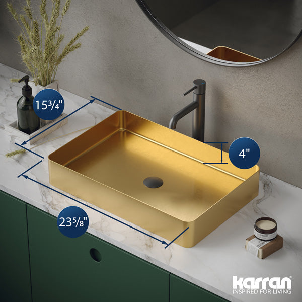Gold Vessel Vanity Sink 23-5/8"
