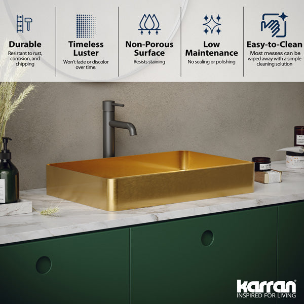Gold Vessel Vanity Sink 23-5/8"