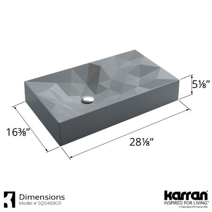 Grey Diamond Quartz Vessel Vanity Sink 28-1/8"