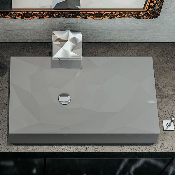 Grey Diamond Quartz Vessel Vanity Sink 28-1/8"