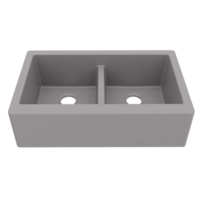 Grey Double Equal Bowl Farmhouse Sink 34"