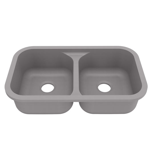 Grey Double Equal Bowl Seamless Undermount Sink 32-1/2"