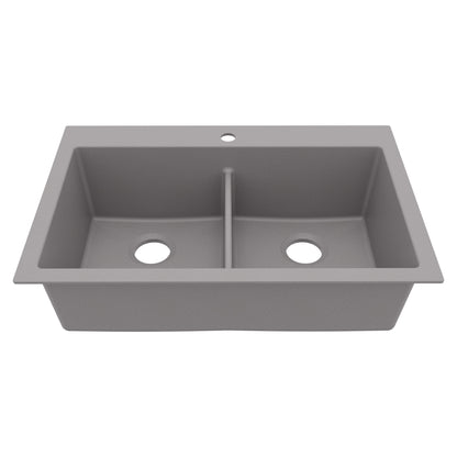 Grey Double Equal Bowl Top Mount Sink 33"