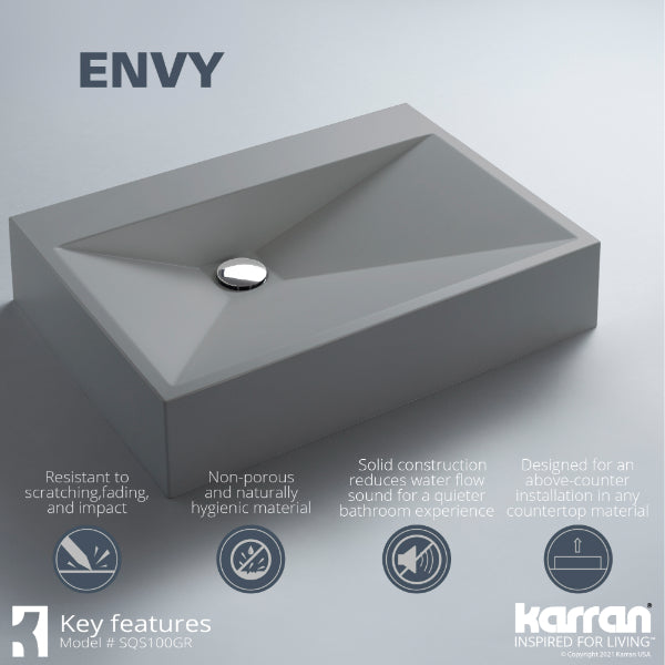 Grey Envy Quartz Vessel Vanity Sink 24-1/4"