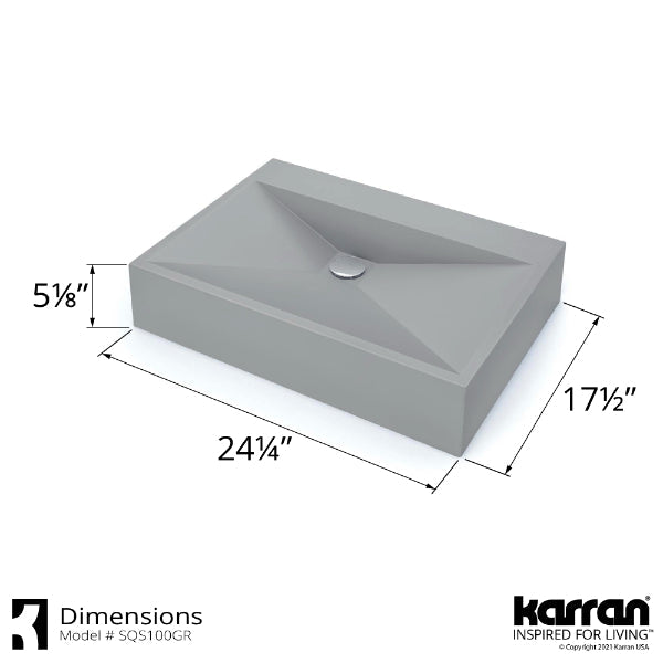 Grey Envy Quartz Vessel Vanity Sink 24-1/4"
