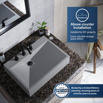 Grey Envy Quartz Vessel Vanity Sink 24-1/4"