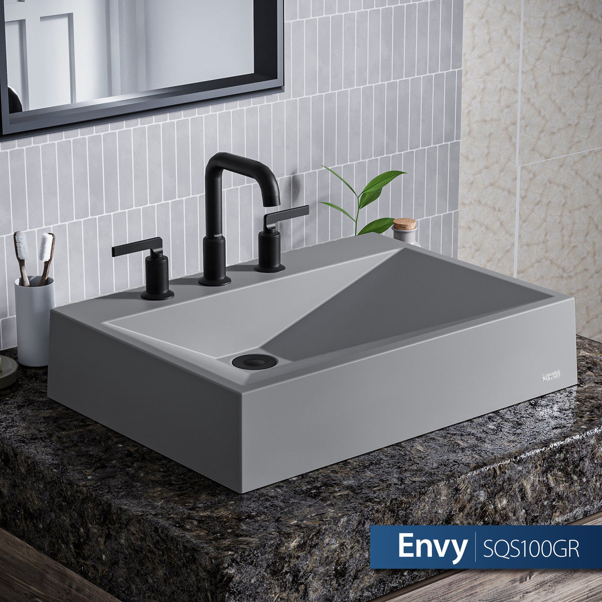 Grey Envy Quartz Vessel Vanity Sink 24-1/4"