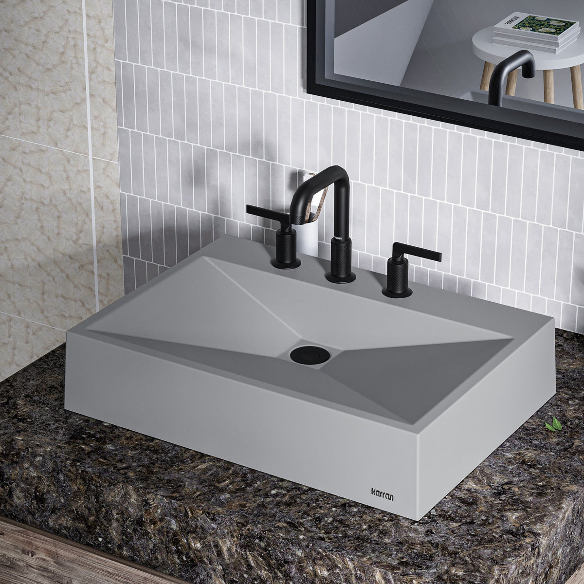 Grey Envy Quartz Vessel Vanity Sink 24-1/4"