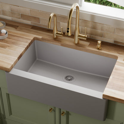 Grey Large Single Bowl Farmhouse Sink 34"