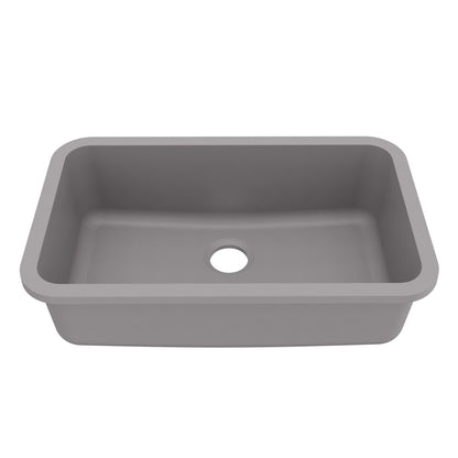 Grey Large Single Bowl Seamless Undermount Sink 30-7/8"
