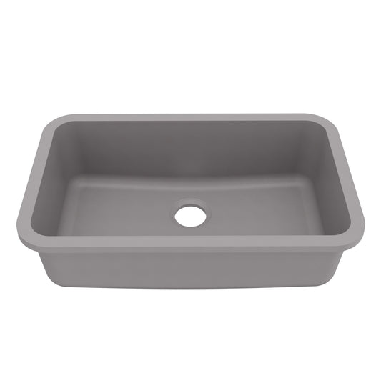 Grey Large Single Bowl Seamless Undermount Sink 30-7/8"