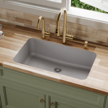 Grey Large Single Bowl Seamless Undermount Sink 30-7/8"