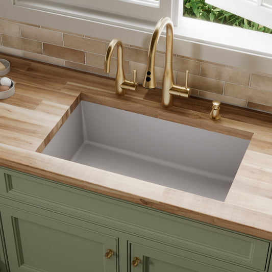 Grey Large Single Bowl Undermount Sink 31-7/16"