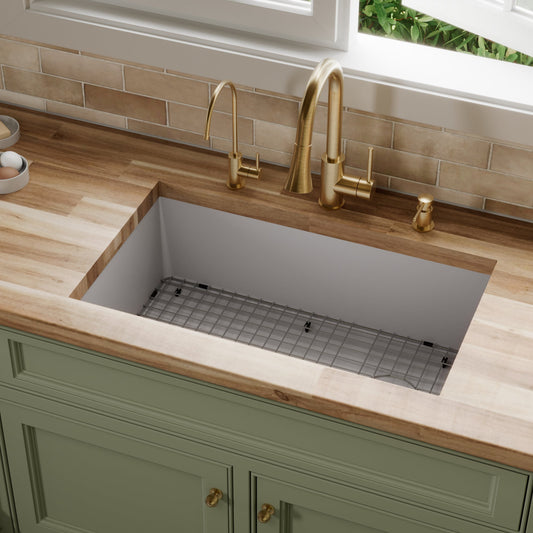Grey Large Single Bowl Undermount Sink 31-7/16"