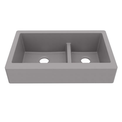 Grey Retrofit Large/Small Bowl Farmhouse Sink 34"