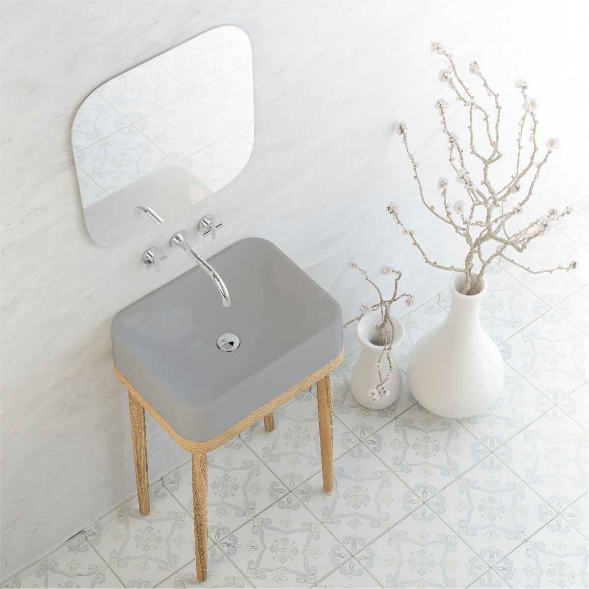 Grey Seacrest Quartz Vessel Vanity Sink 21-1/2"
