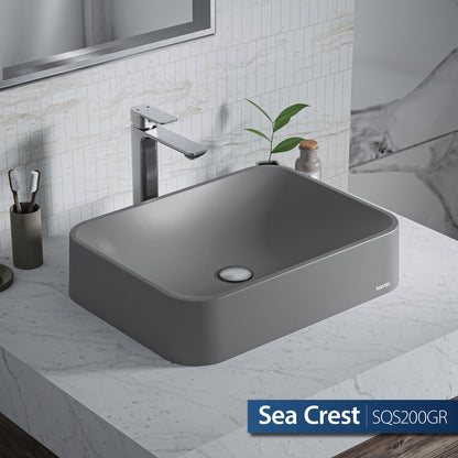 Grey Seacrest Quartz Vessel Vanity Sink 21-1/2"
