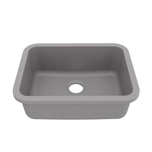 Grey Single Bowl Seamless Undermount Sink 24-1/4"