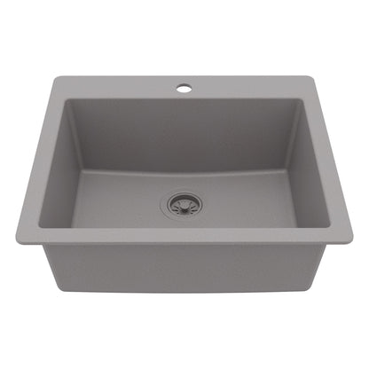 Grey Single Bowl Top Mount Sink 25"
