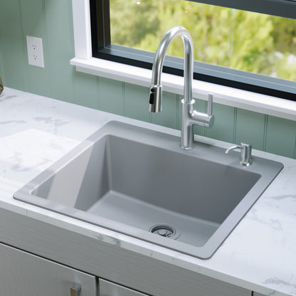 Grey Single Bowl Top Mount Sink 25"