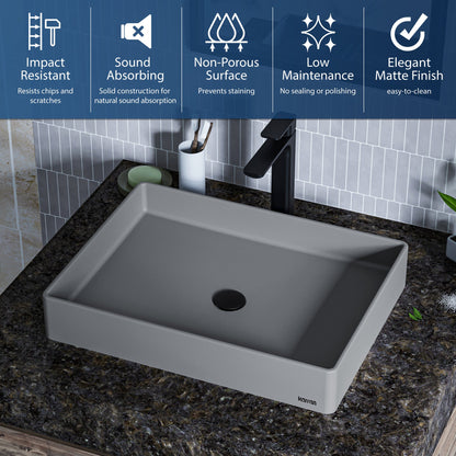Grey Spark Quartz Vessel Vanity Sink 23-5/8"
