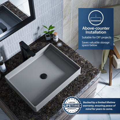 Grey Spark Quartz Vessel Vanity Sink 23-5/8"