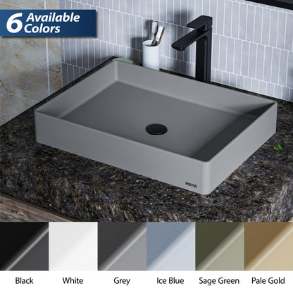 Grey Spark Quartz Vessel Vanity Sink 23-5/8"