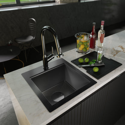 Gunmetal Grey Bar/Prep Bowl Top Mount Workstation Sink 17"