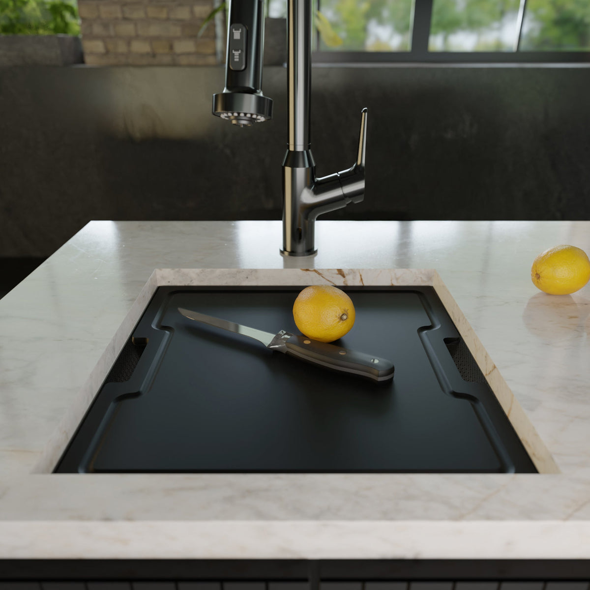 Gunmetal Grey Bar/Prep Bowl Undermount Workstation Sink 17"