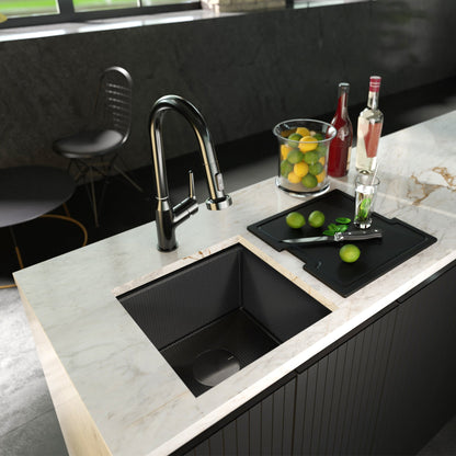 Gunmetal Grey Bar/Prep Bowl Undermount Workstation Sink 17"