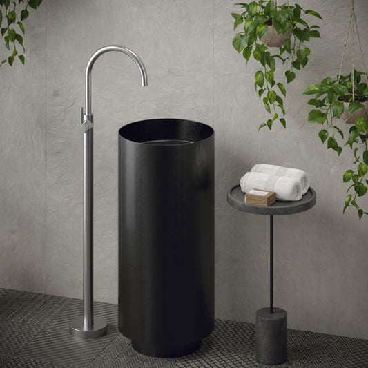 Gunmetal Grey Pedestal Vanity Sink 15"