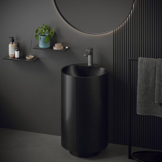 Gunmetal Grey Pedestal Vanity Sink 16-1/2"