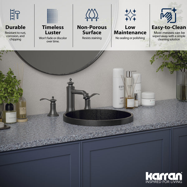 Gunmetal Grey Top Mount Vanity Sink 15"