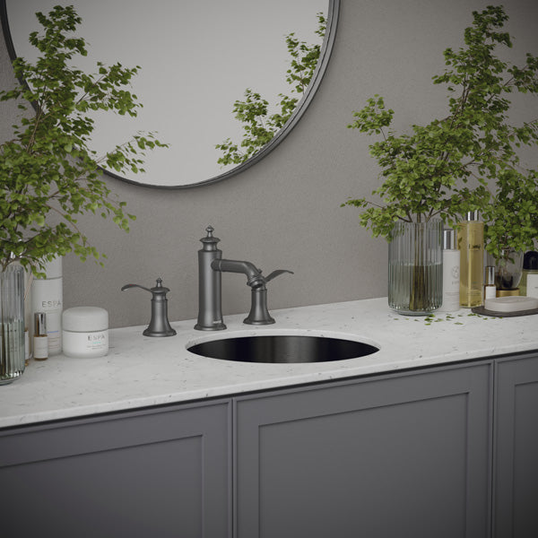 Gunmetal Grey Undermount Vanity Sink 15-3/4"