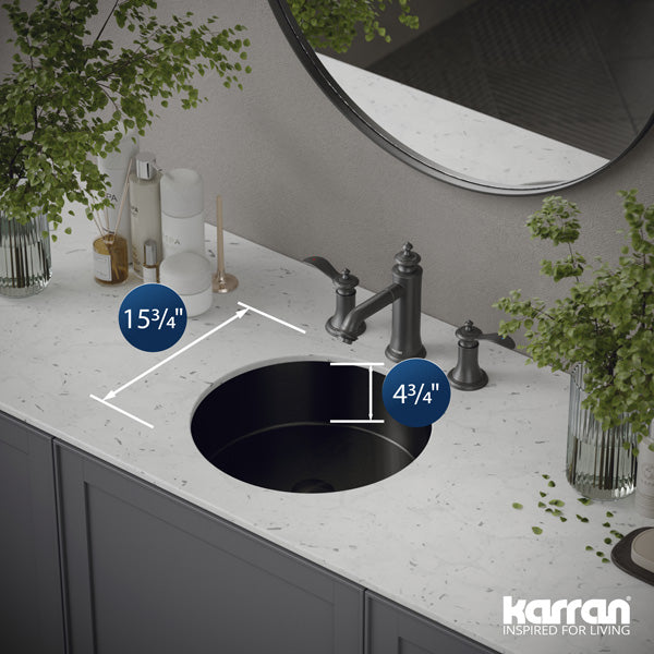 Gunmetal Grey Undermount Vanity Sink 15-3/4"