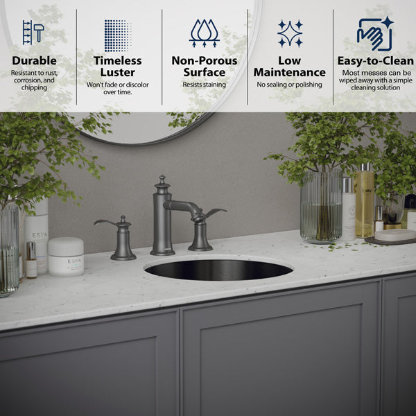 Gunmetal Grey Undermount Vanity Sink 15-3/4"