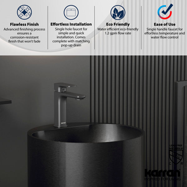 Gunmetal Grey Venda Single Hole Faucet 6-3/8"