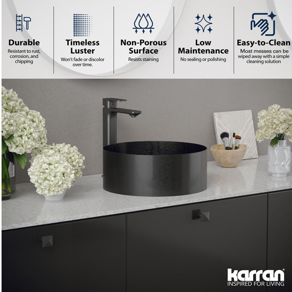 Gunmetal Grey Vessel Vanity Sink 14-1/8"