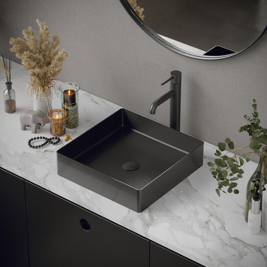 Gunmetal Grey Vessel Vanity Sink 15-3/4"