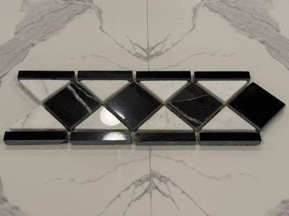 Statuary & Nero Border 4x12 Polished