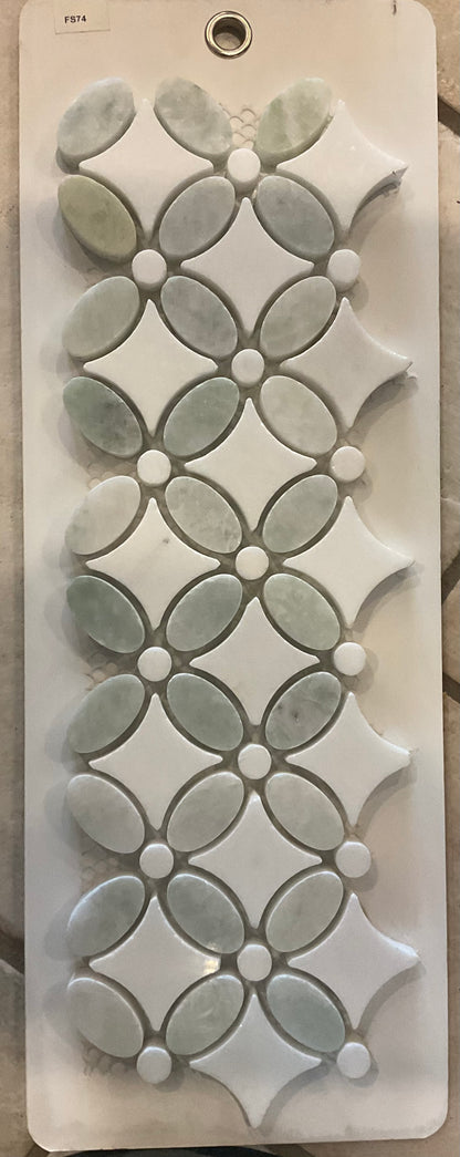 Ming Green(oval)+White(dots)+Thassos White(base)