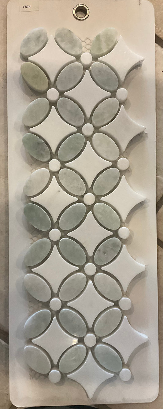 Ming Green(oval)+White(dots)+Thassos White(base)
