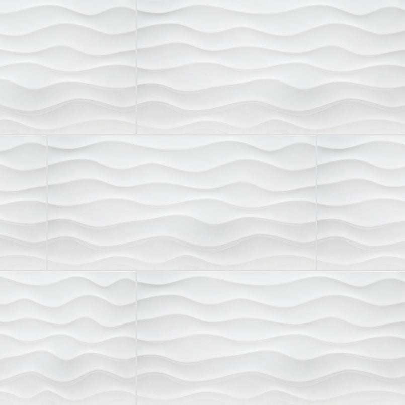 Glossy Wavy White 12x24