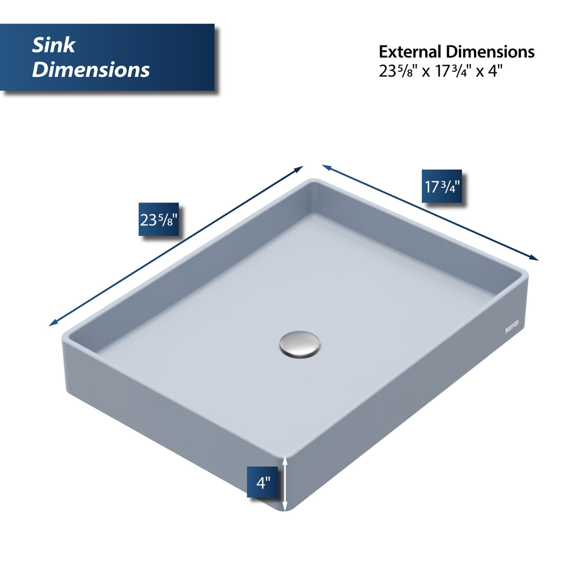 Ice Blue Spark Quartz Vessel Vanity Sink 23-5/8"