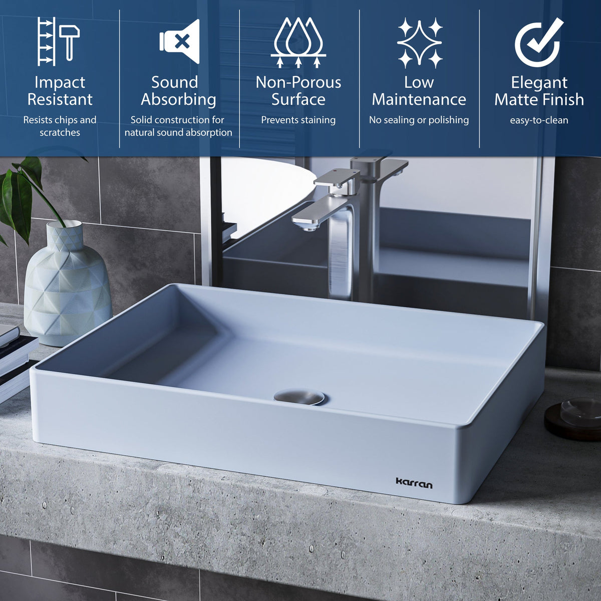 Ice Blue Spark Quartz Vessel Vanity Sink 23-5/8"